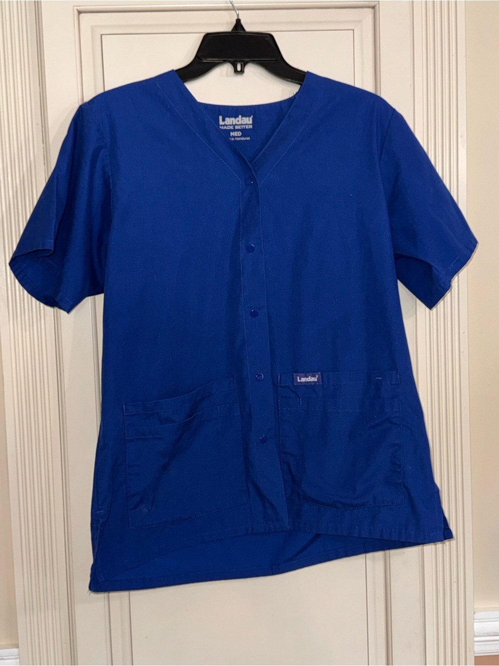 Landau Cobalt Blue Women's Button-Front Medical Nursing Doctor Vet Tunic size M